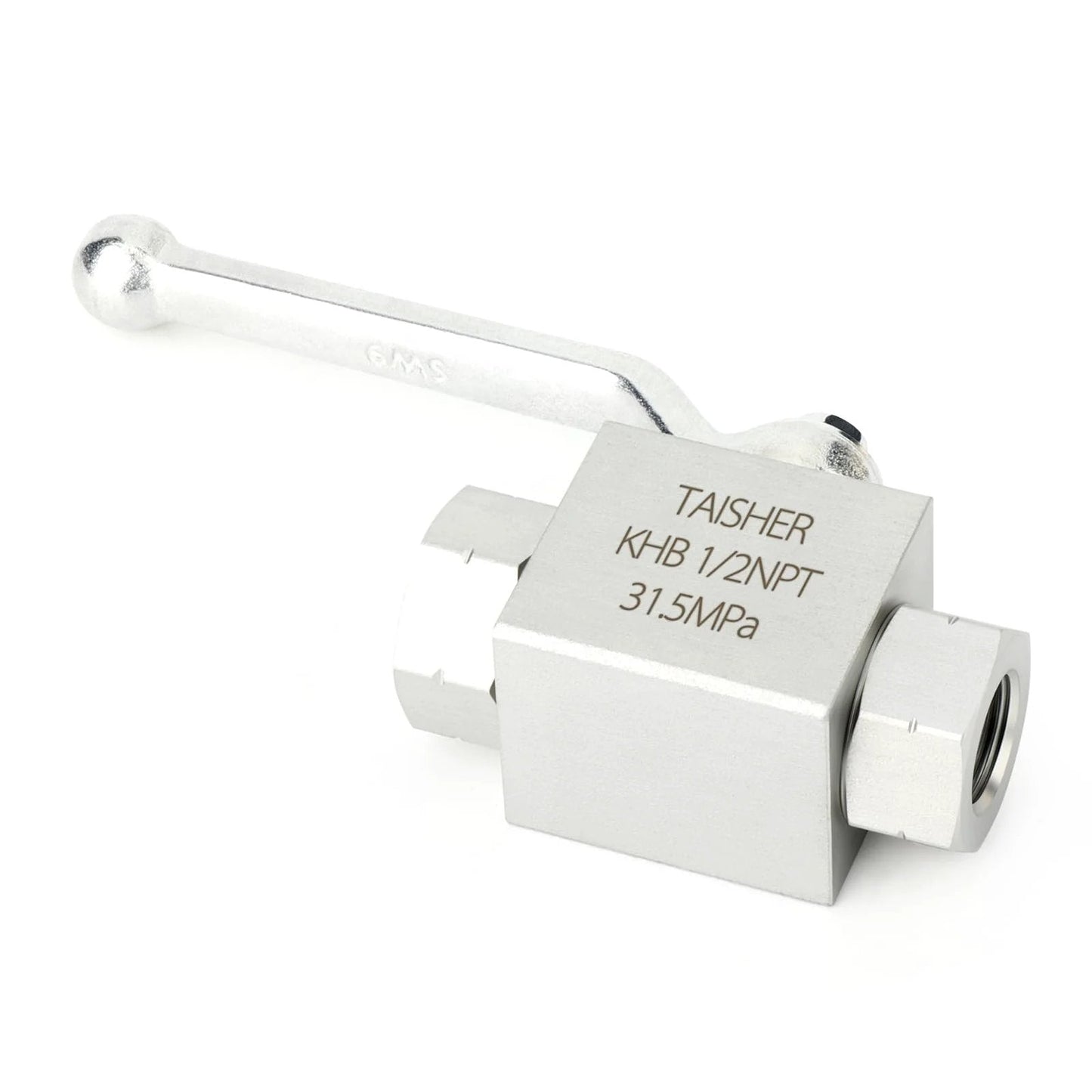 Heavy-Duty 1/2 Inch NPT High Pressure Hydraulic Ball Valve With Carbon Steel Body, Galvanized Finish, NBR Seals, 2-Way Shutoff