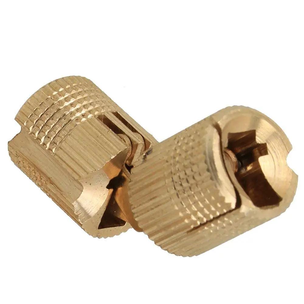 Copper Hidden Barrel Hinges 14mm Set, Concealed 4 Pack for Wooden Doors and Cabinet Doors, detailed view of hinge mechanism.