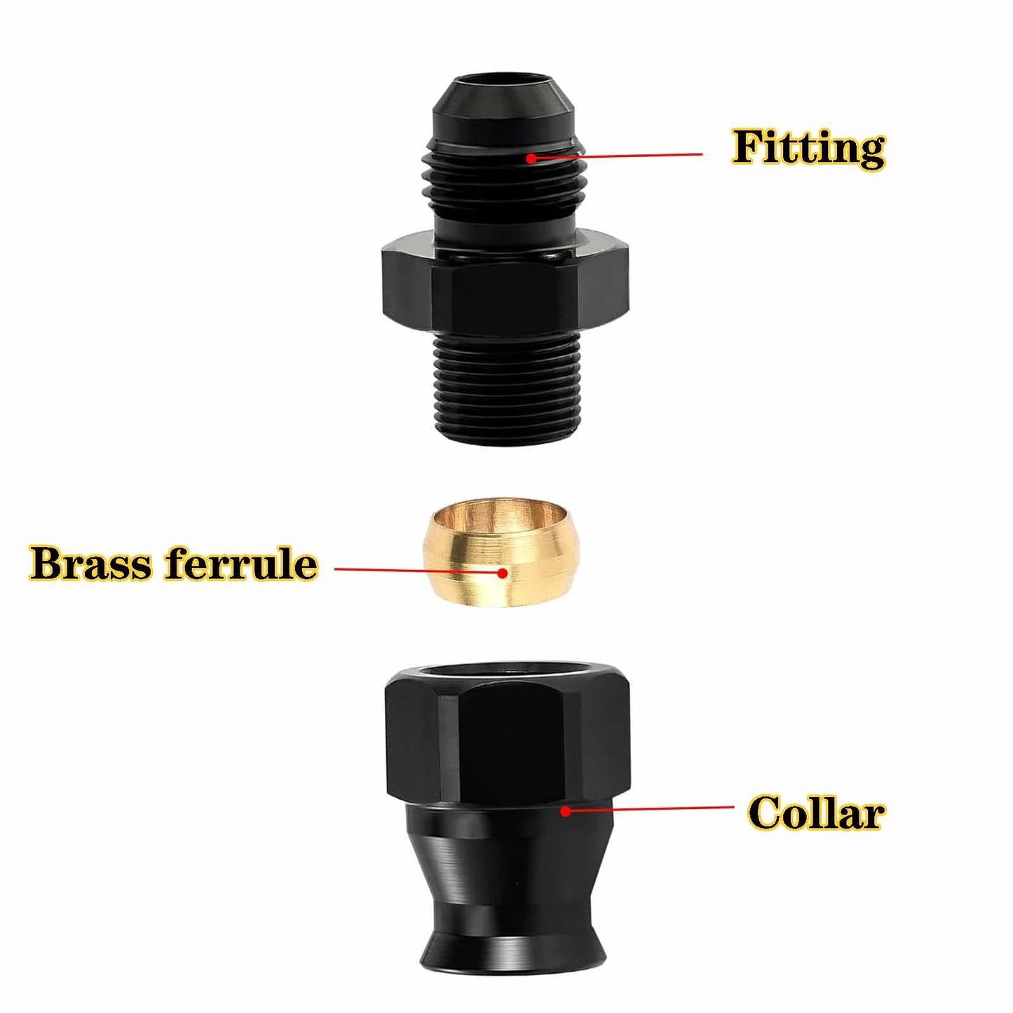 2 Pack 6AN To Three Eighths Beefy Hardline Adapter Fittings ORB Male To Three Eighths Tube Compression For AN Plumbing Fuel Line