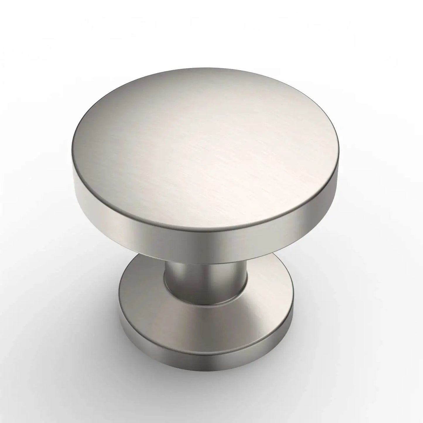 10 Pack Brushed Satin Nickel Cabinet Knobs 1.2 Inch Round Drawer Knobs for Cabinets and Drawers, easy to install hardware piece.
