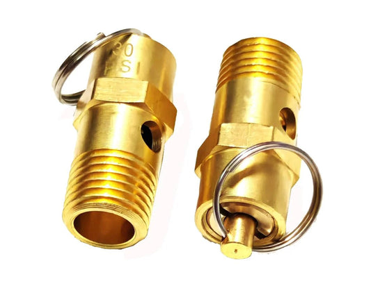 2 Pack 30 PSI One Quarter Inch NPT Air Compressor Safety Relief Valve Brass Body With Stainless Steel Spring For Quick Pressure Relief High Flow And Reliable Protection