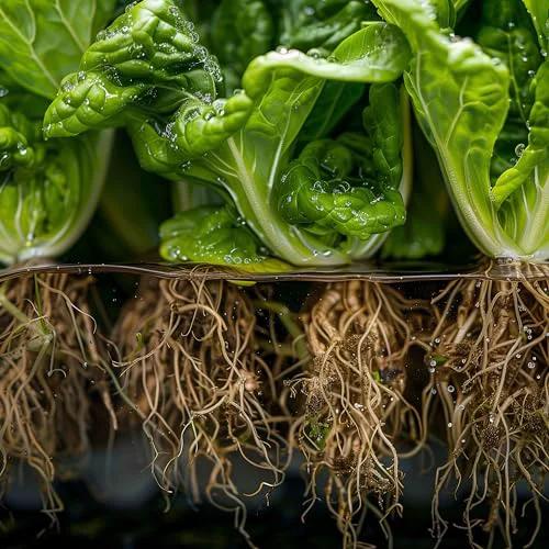 Hydroponic system with lettuce roots submerged in water, showcasing Supreme 250 GPH Hydro Mag Recirculating Water And Air Pump With Venturi.