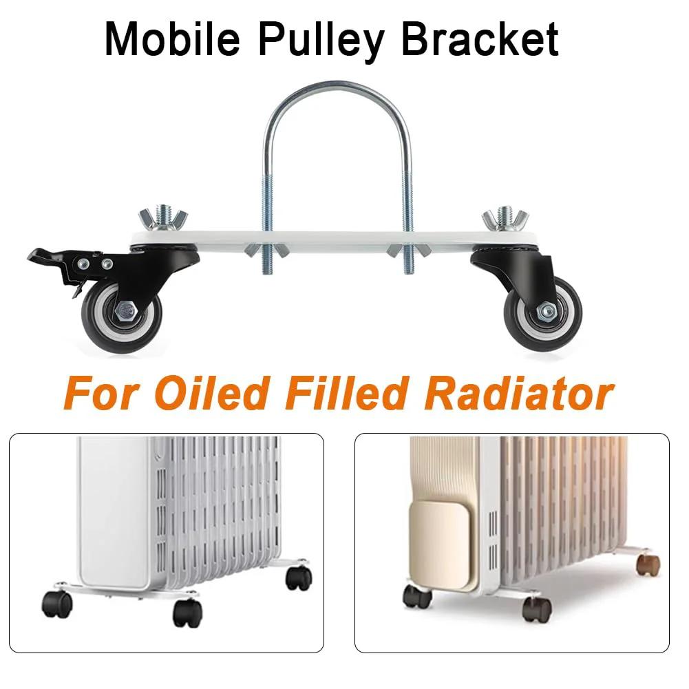 Mobile Pulley Holder For Oil Filled Radiator And Electric Heater Frame with wheels and brakes, 2 pack, easy mount
