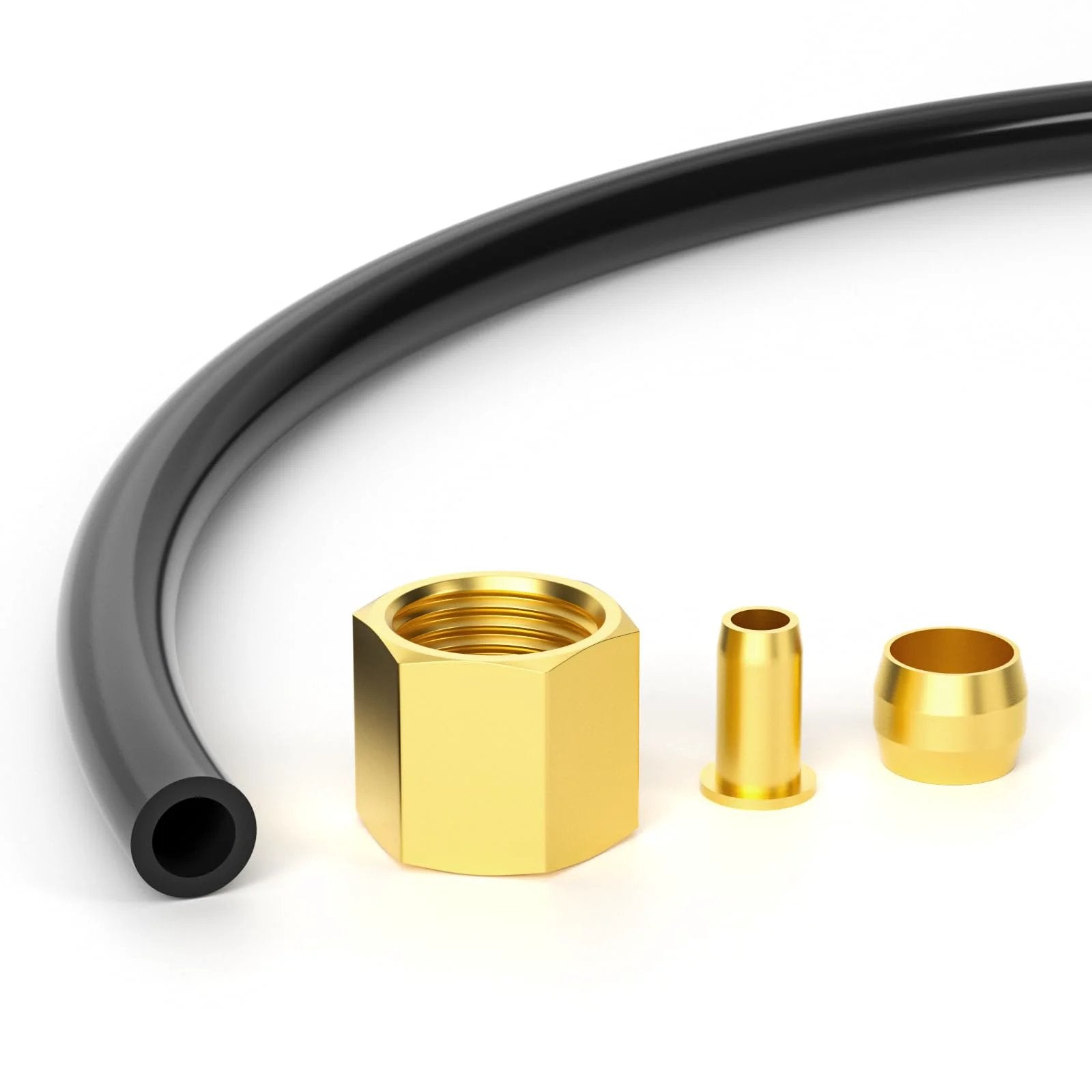 Air Compressor Unloader Tube Kit Gasher, 15 Inch Nylon Tube With Brass Compression Fittings, 10 Pack Includes One Quarter Inch Sleeve Ferrules, Compression Inserts And Nuts, Solderless Install, Durable Brass And Nylon Construction