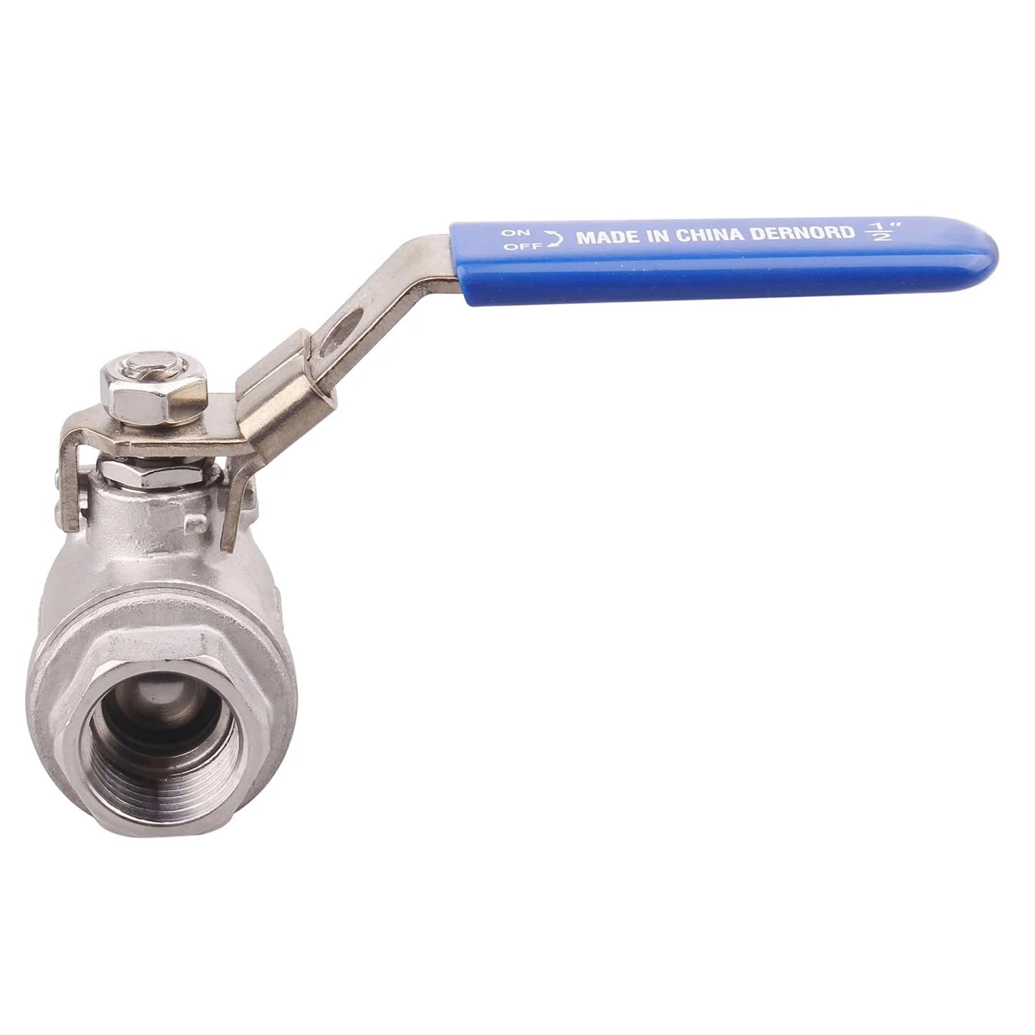 Front view of 2 Pack Stainless Steel 304 Ball Valves Full Port Heavy Duty With Locking Device Half Inch NPT Serviceable