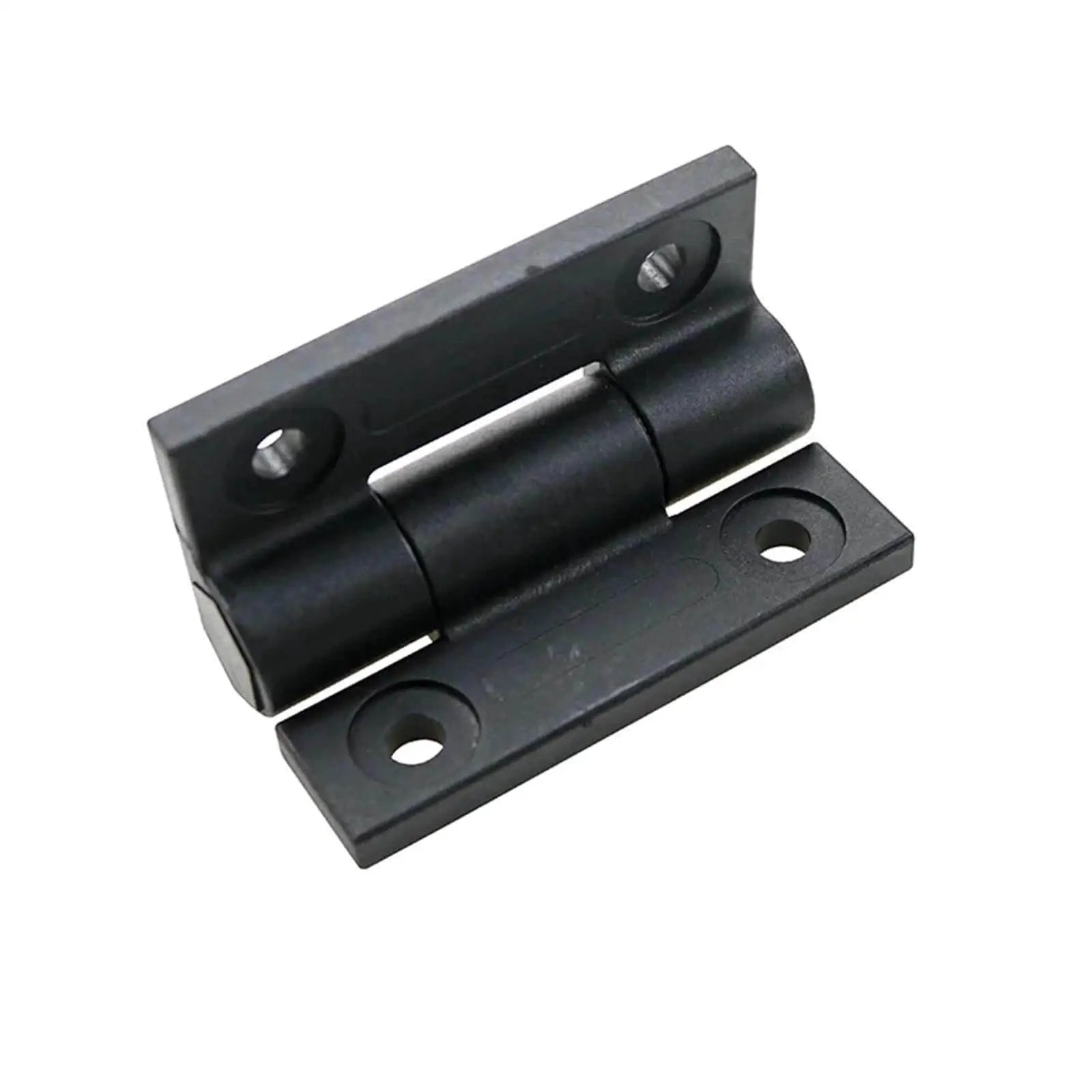 Flat Opening Torque Hinge Plastic Gate Hinge With Adjustable Torque One Piece White Durable Gate Hardware For Home Garden And Exterior Doors Easy Install And Great For Exterior And Interior Gates And Fences, shown in black single piece design.