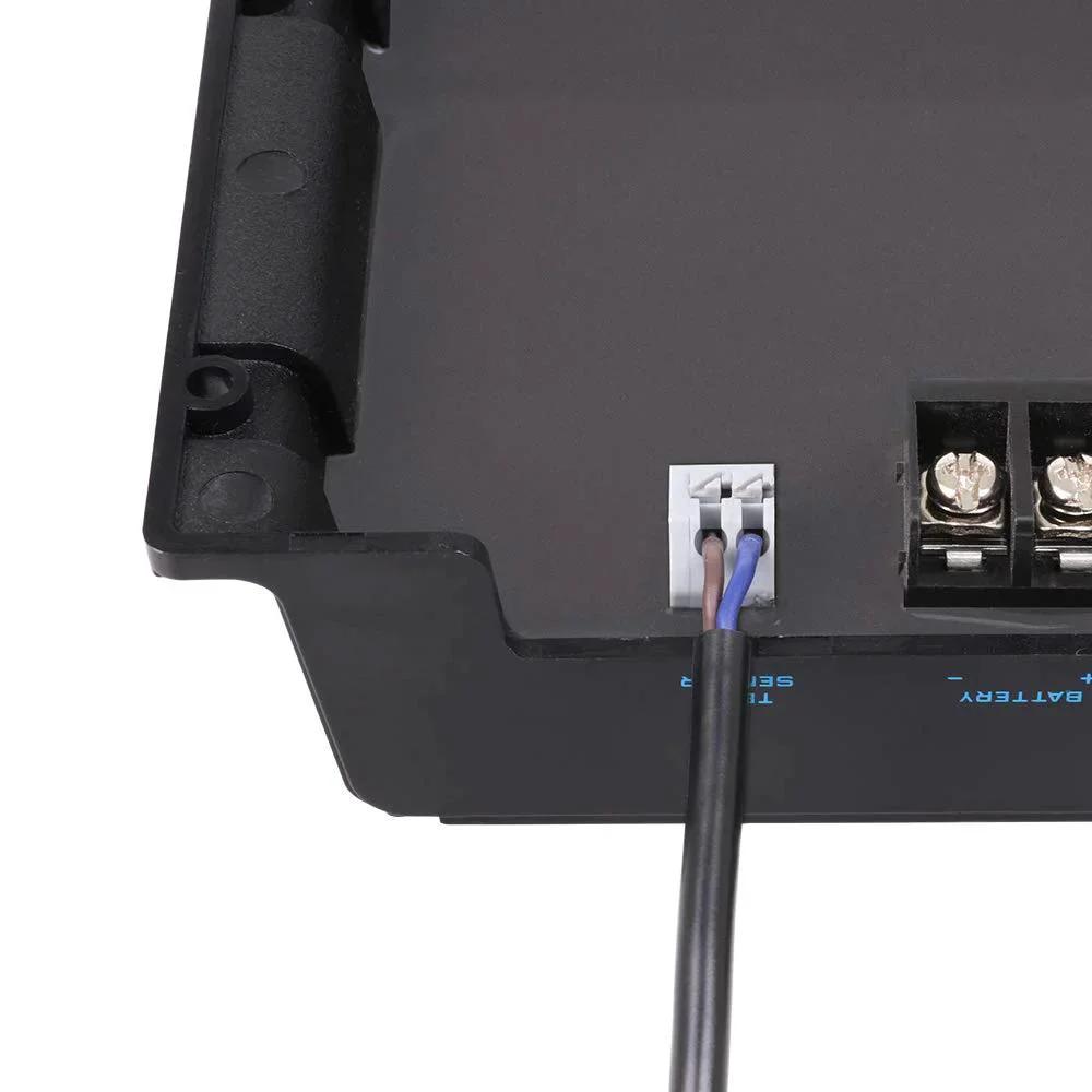 Close-up of Go To Battery Temperature Sensor For Solar Charge Controllers With Outdoor Ready 118 Inch Cable in use