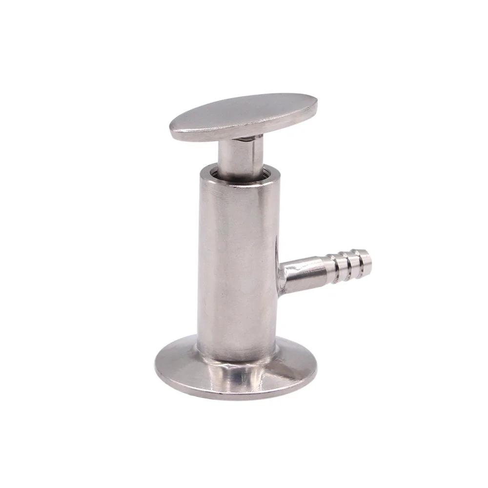 Sanitary Sample Valve One Point Five Inch Tri Clamp Ferrule With Elliptic Handle 10mm Hose Barb Outlet Stainless Steel 304