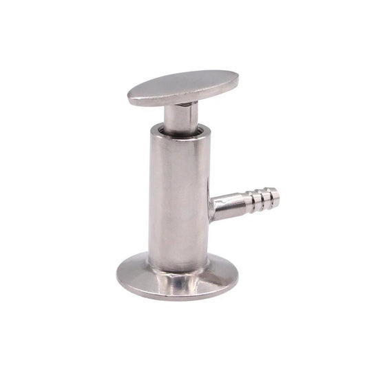 Sanitary Sample Valve One Point Five Inch Tri Clamp Ferrule With Elliptic Handle 10mm Hose Barb Outlet Stainless Steel 304
