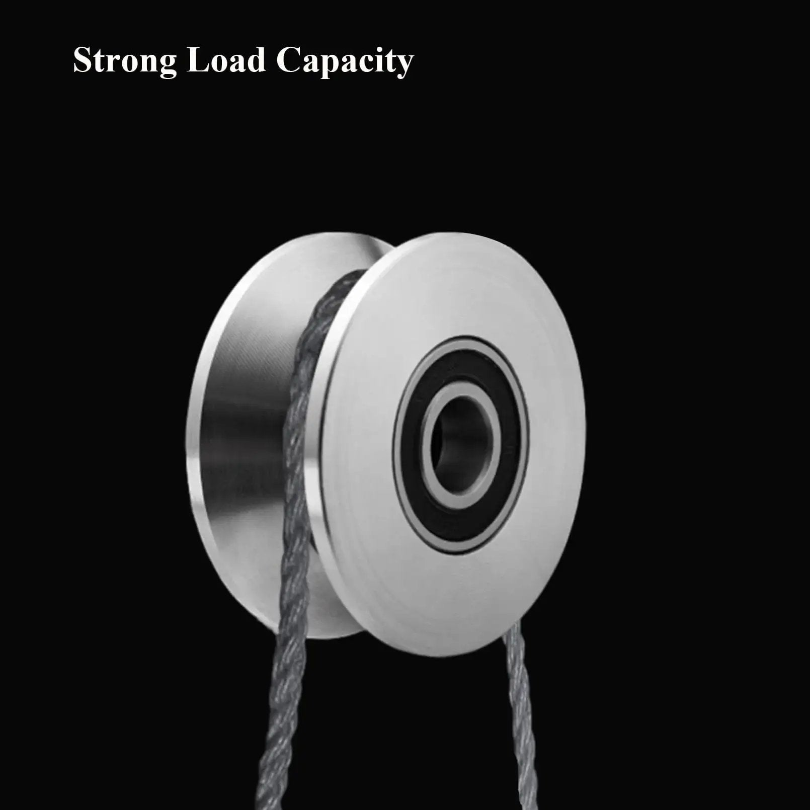 Heavy Duty Stainless Steel V Groove Gate Rollers With Bearings For Quiet Smooth Sliding Barn Door Track V Shaped Cable Pulley Block Wheels shown with cable