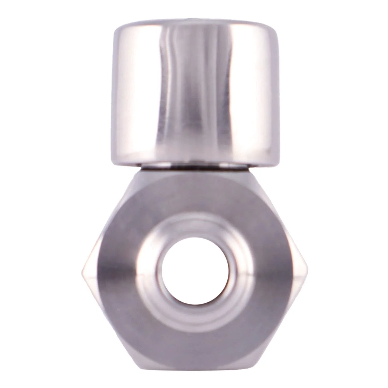 Front view of Mini Ball Valve One Eighth Inch Stainless Steel 304 Reduced Port 1000 PSI for water oil gas NPT male female lever handle