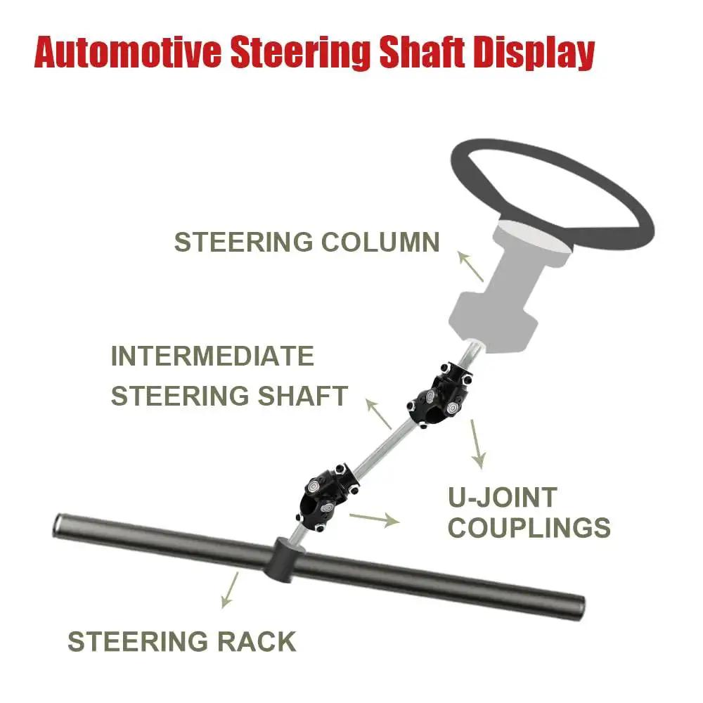Diagram showing 36 Inch Three Quarters DD Steering Shaft For Universal U Joints with U-joint couplings and steering rack connections.