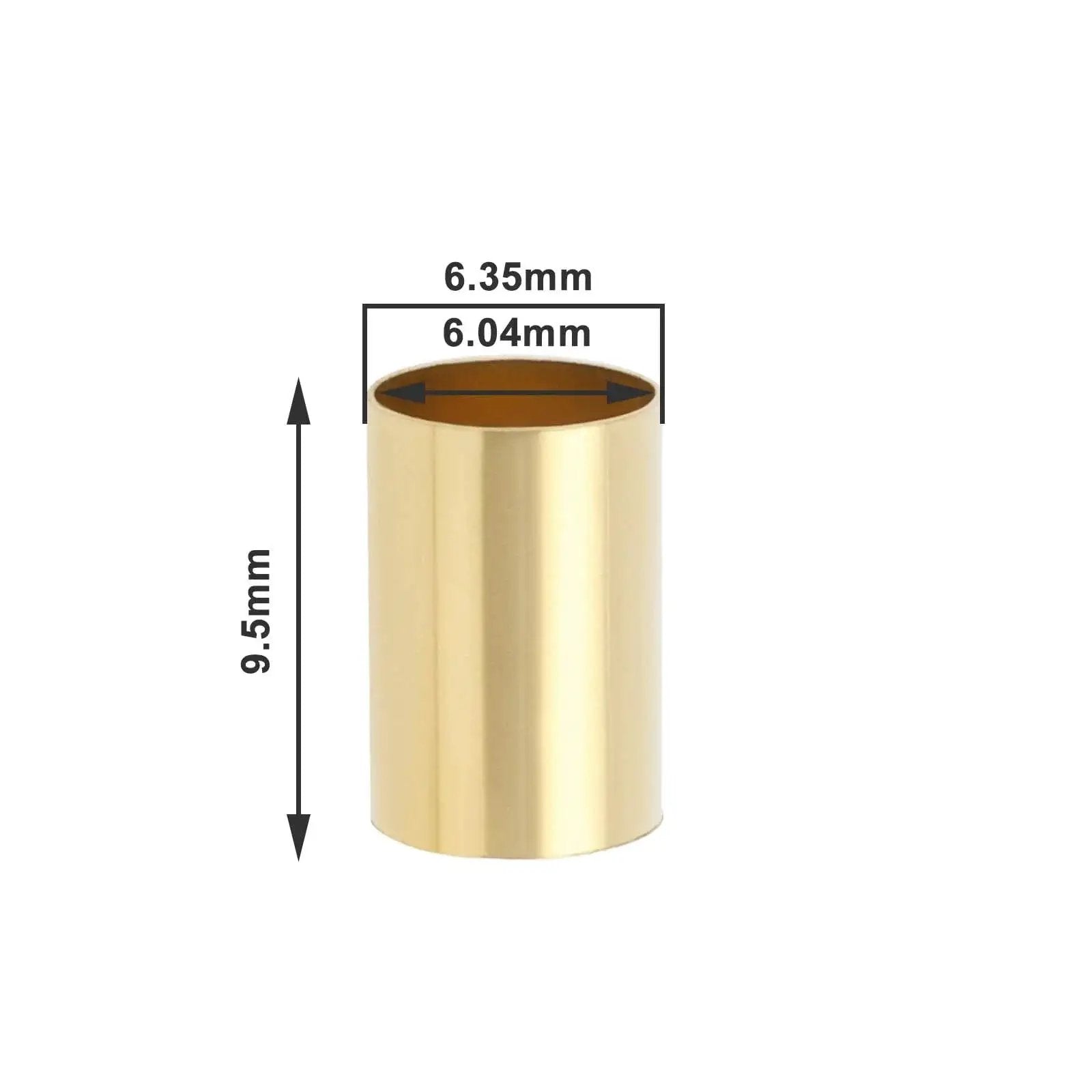 Guitar Brass Pot Sleeves 10 Pcs 6.35 Mm Outer 6.04 Mm Inner 9.5 Mm Length Convert Split Shaft Pot Side View