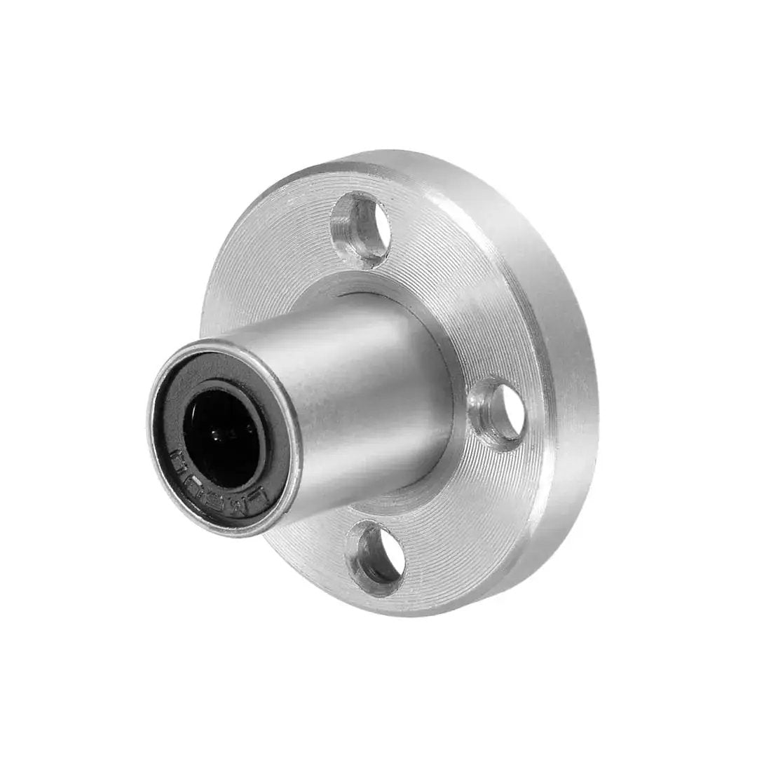Round Flange Linear Ball Bearings Set for Smooth Motion LM6UU 6mm Bore 12mm OD 19mm Length, chromium steel, side view.