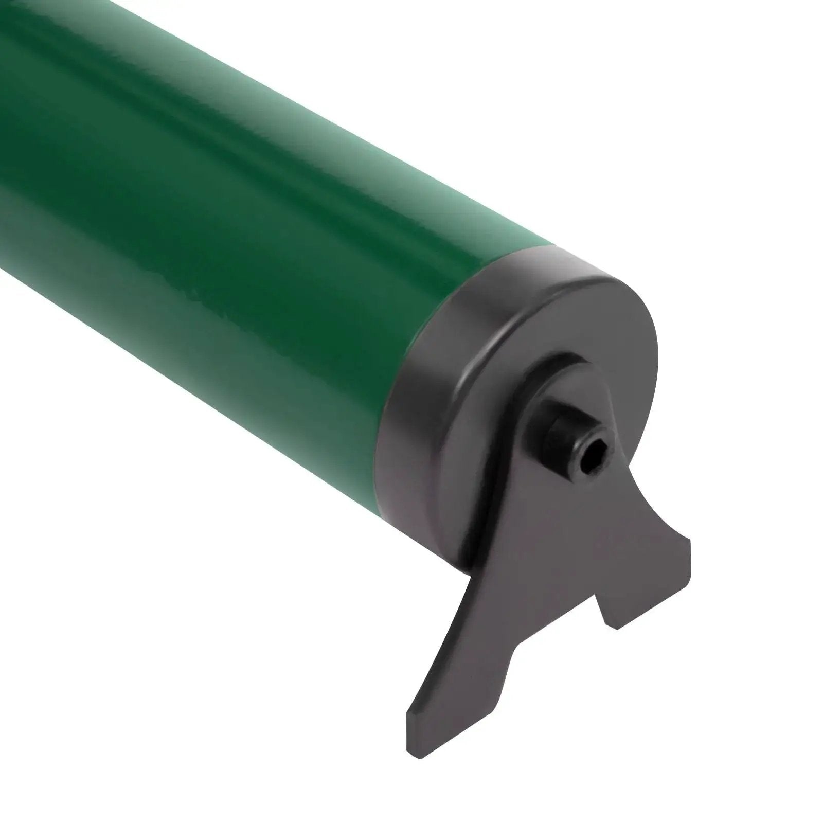 Close-up of 20 Ton Hydraulic Ram Jack With Hand Pump And Gauge Low Profile Porta Power Kit cylinder in green casing