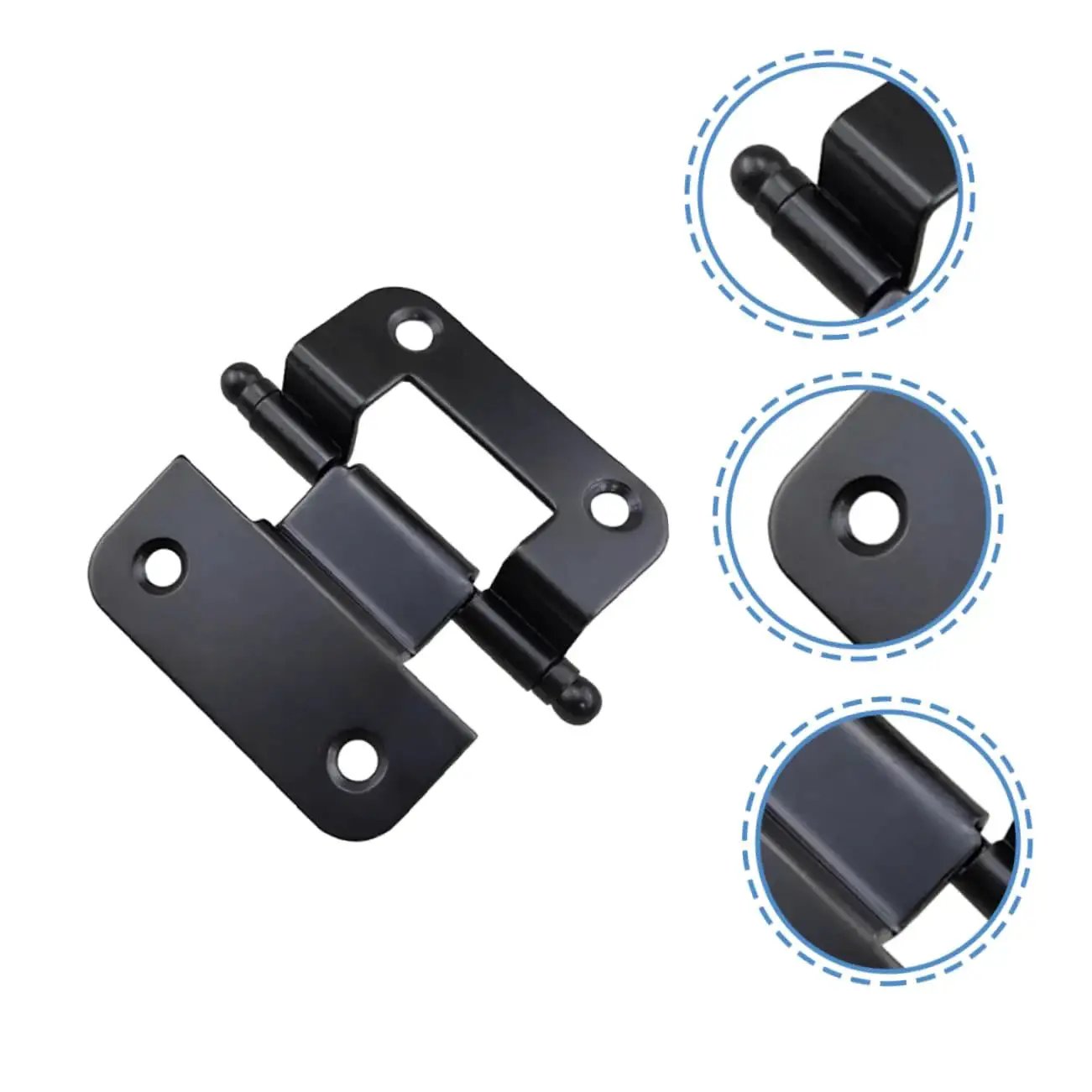 Heavy Duty Black Iron Kitchen Cabinet Door Hinges Set For Heavy Doors Six Pack 6.5 cm By 4 cm Replacement Hinges With High Load Bearing Capacity