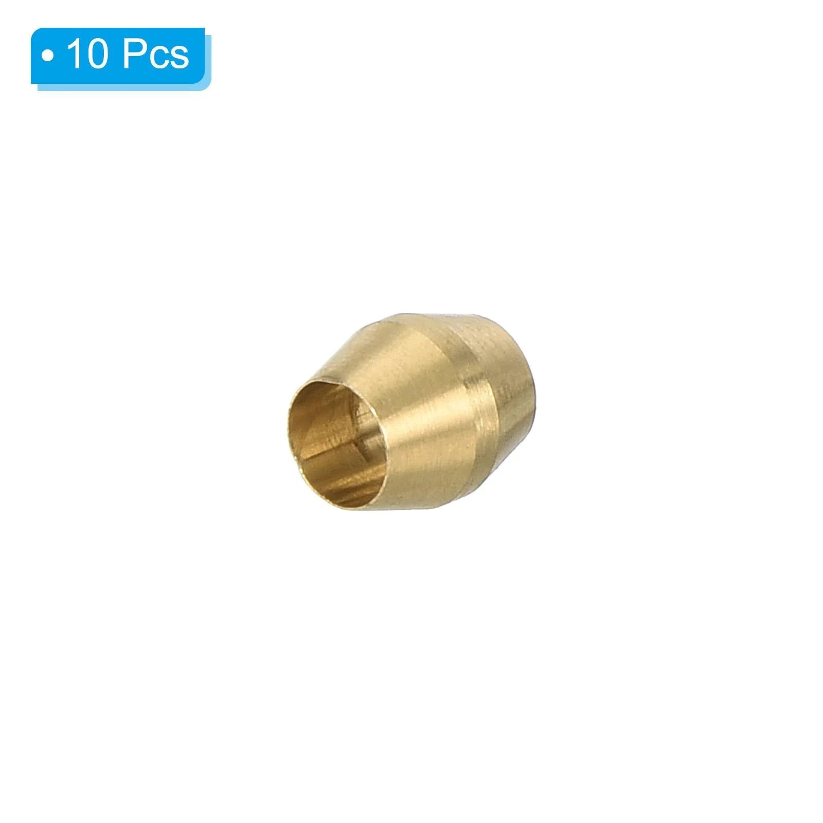 Brass Compression Sleeve Ferrules One Eighth Inch ID 2mm Tube Kit 10 Pack For Water Oil Air Lines High Pressure Corrosion Resistant Durable Fittings
