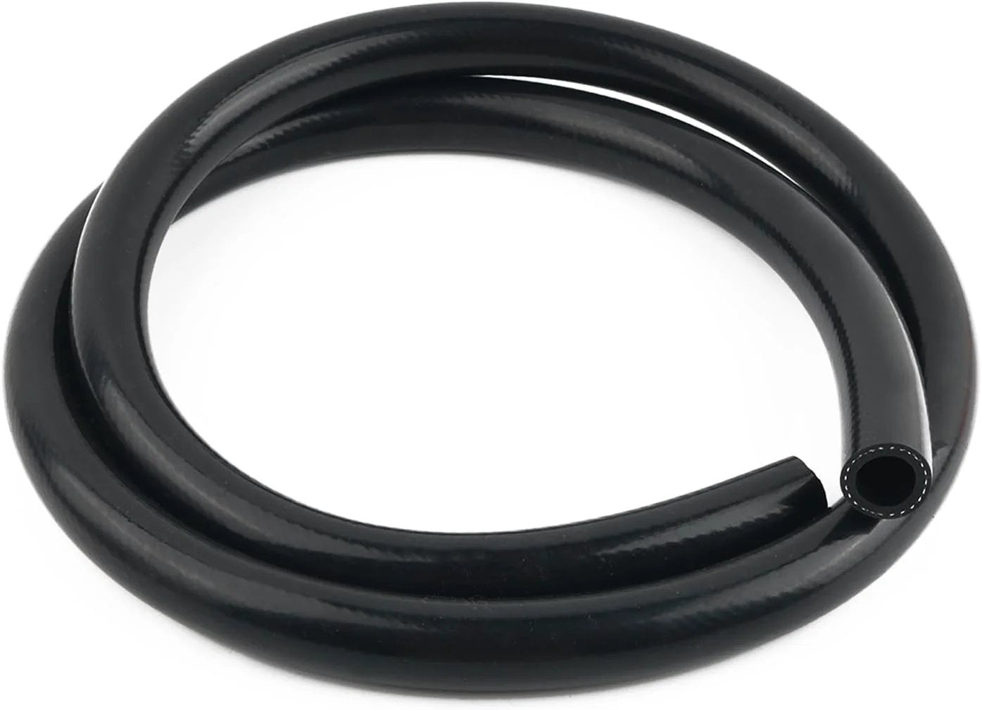Coiled three quarter inch five foot silicone heater hose for your ride cooling system, high pressure 650 PSI rupture pressure.