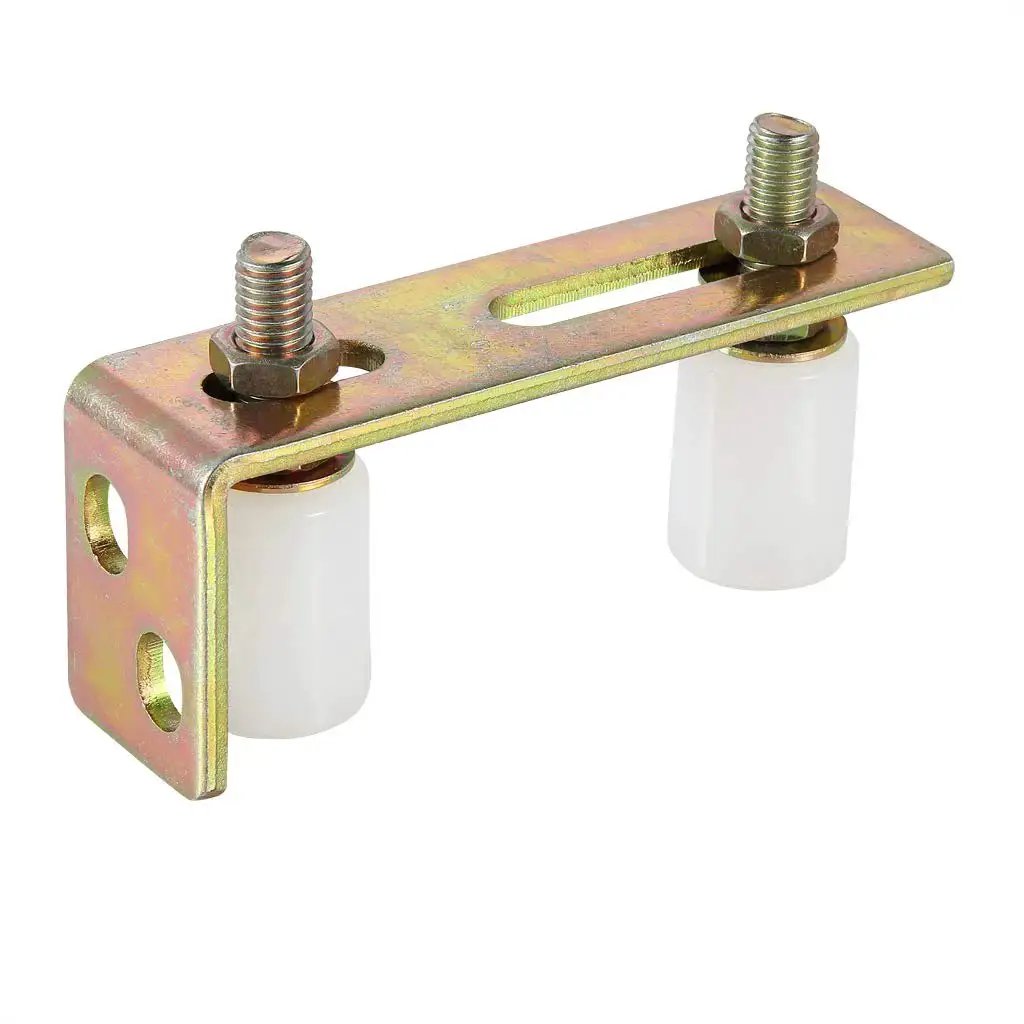 Slide Gate Guide Roller With L Post Bracket, Adjustable Dual Nylon Rollers For Sliding Gates, Galvanized Steel Construction
