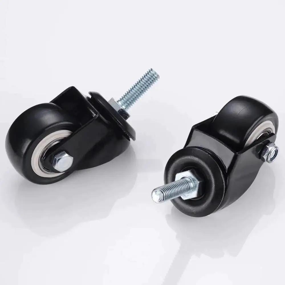 Four M8x25mm PU Rotating Caster Set, Load Bearing 240kg Total Capacity (60kg Each), 360 Degree Swivel Wheels With TPE Soft Rubber