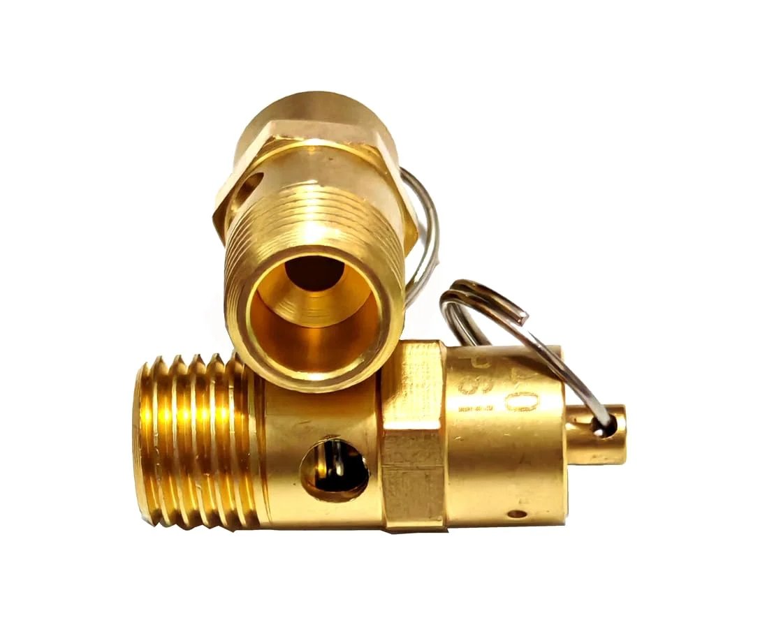 2 Pack 30 PSI One Quarter Inch NPT Air Compressor Safety Relief Valve Brass Body With Stainless Steel Spring