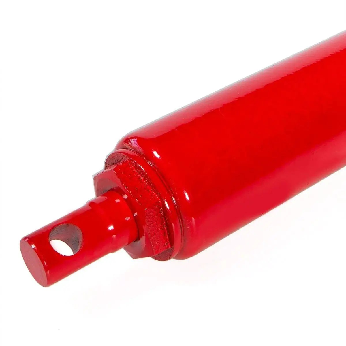 Close-up view of red cylinder end on 8 Ton Hydraulic Ram Jack With Single Piston Pump For Engine Hoists And Cranes