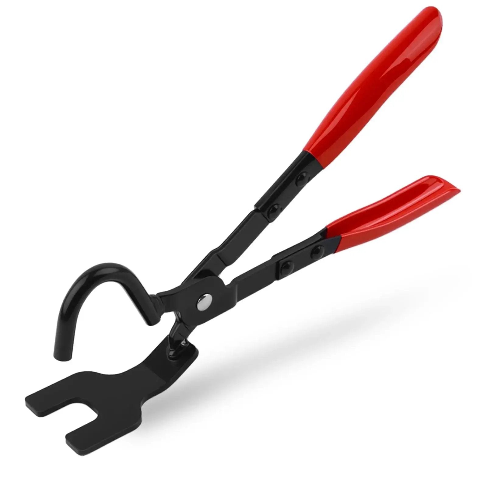 Exhaust Hanger Removal Tool With 25 Degree Offset Design And Non Slip Pliers, red handle, black high-carbon steel body
