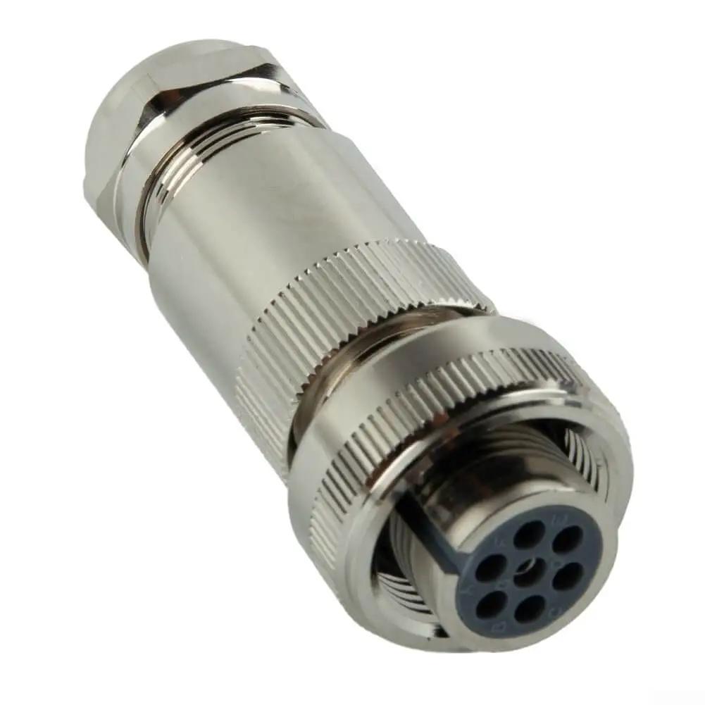 7-Pin Proportional Valve Single Connector with Metal Housing, IP67 Sealed, RoHS Certified, DIN EN175 201-804 Pin Layout.