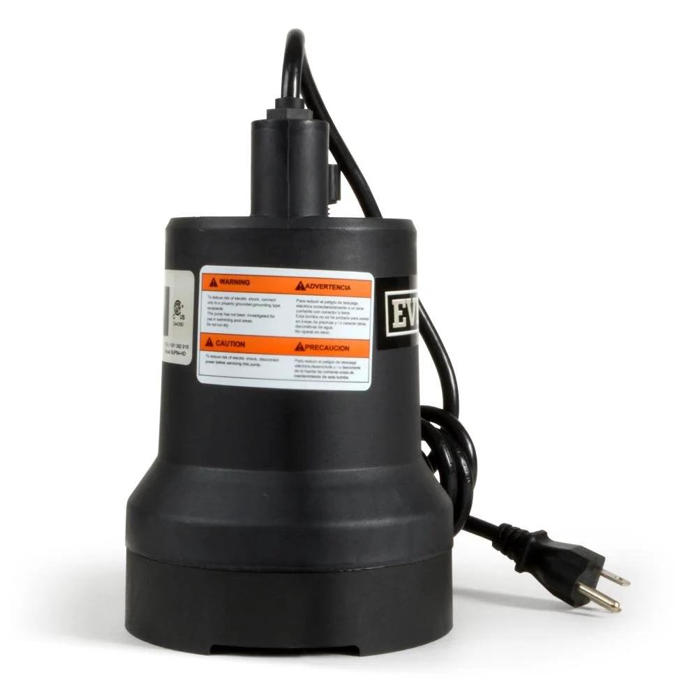Front view of Refurbished One Sixth Horsepower Plastic Utility Pump for Home Drainage and Water Transfer Durable Everbilt SUP54 HD Model.