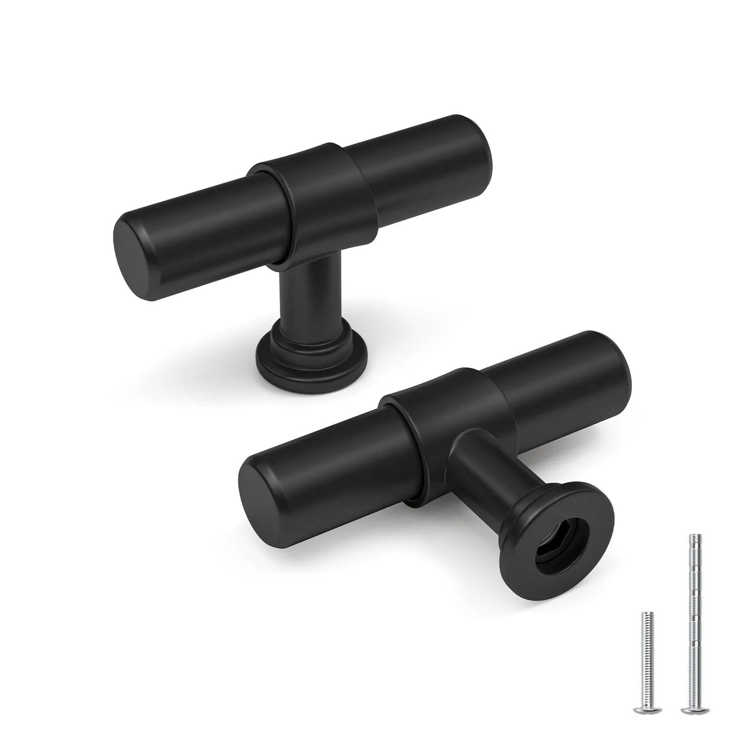 5 Pack Black Cabinet Knobs And Drawer Pulls, T Bar Dresser Handles, Modern Hardware For Cupboard And Bathroom, Satin Matte Black Finish, Durable Stainless Steel And Zinc Alloy Construction For Long Lasting Use, 2 Inch Overall Length