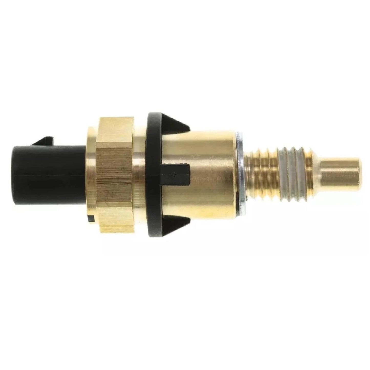 Engine Coolant Temperature Sensor Compatible With Buick Lacrosse ATS CT6 CTS XT5 XT6 Chevrolet Blazer Camaro Acadia 2016 2017 2018 2019 2020 L4 V6 V8 Replaces 12650595, side view showing brass and plastic components.