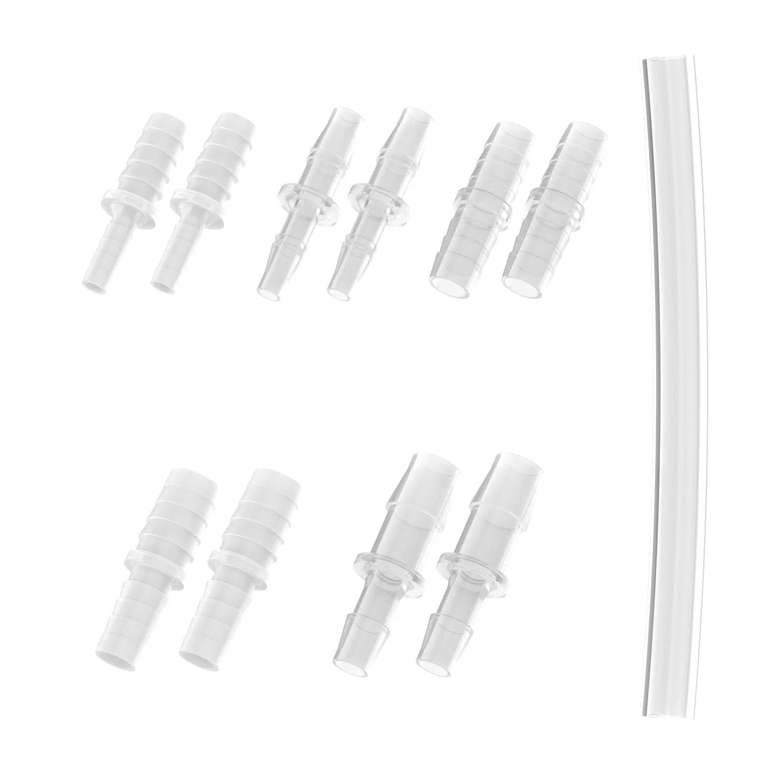 Female Urination Device Connector Set Ten Hose Barb Fittings For Urinal To Extension Tube Reusable Pipeline Connector Kit With Five Diameter Sizes From One Fifth Inch To Forty Seven Hundredths Inch Includes Silicone Tube