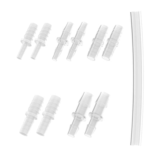 Female Urination Device Connector Set Ten Hose Barb Fittings For Urinal To Extension Tube Reusable Pipeline Connector Kit With Five Diameter Sizes From One Fifth Inch To Forty Seven Hundredths Inch Includes Silicone Tube