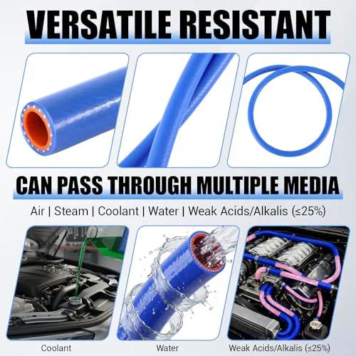 Versatile Three Quarter Inch Silicone Heater Hose 10 Foot Roll Blue Heavy Duty Reinforced shown in various applications