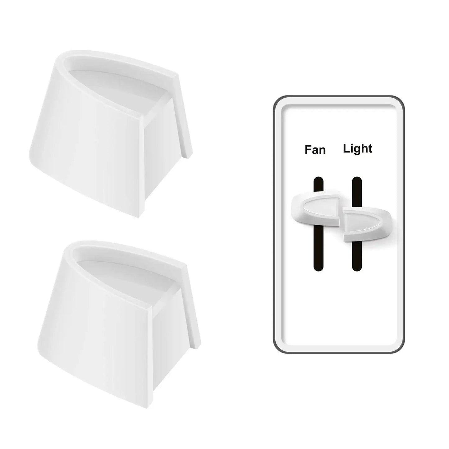 Two Dimmer Knob Replacements For Lutron Skylark Dual Dimmer Switches White, showing close-up view and installed knobs.