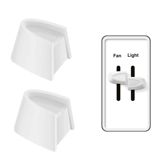 Two Dimmer Knob Replacements For Lutron Skylark Dual Dimmer Switches White, showing close-up view and installed knobs.