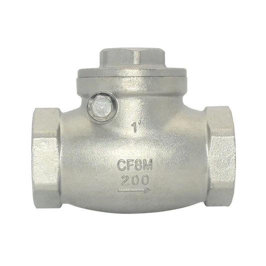 1 Inch Stainless Steel 316 Swing Check Valve NPT Female X Female, 200 PSI WOG PN16 CF8M, Temperature Range -60 to 450 F, For Water Oil Gas, Includes Stainless Disc And Screwed Cap, Heavy Duty Backflow Protection