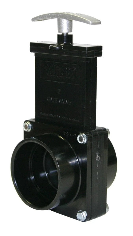 Beefy ABS Gate Valve For RV And Marine Use, 2 Inch Slip With Metal Handle, Unrestricted Flow And Easy Push Pull Operation front view
