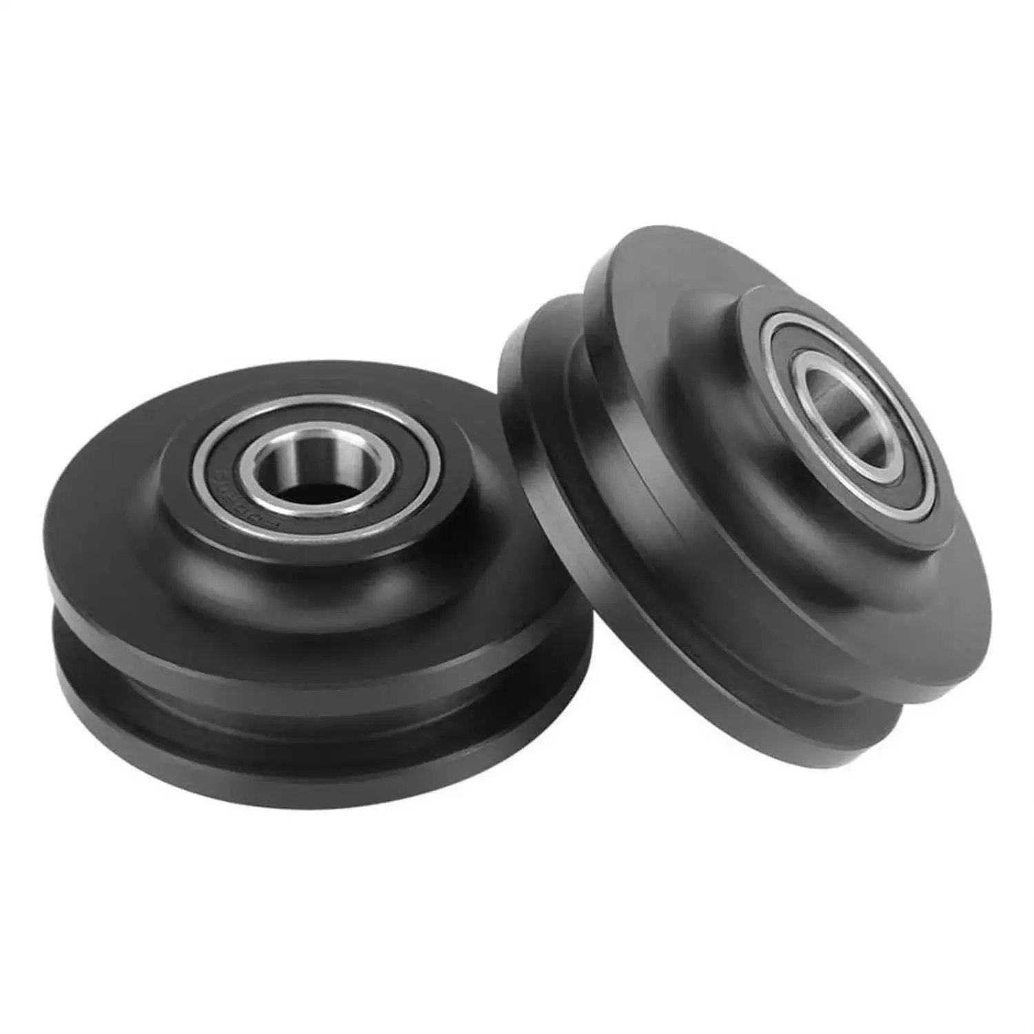 Sliding Barn Door Wheel U Groove Guide Pulley Roller Bearing Hardware For Closet Cabinet Window Pack Of 2, black, zinc alloy and nylon