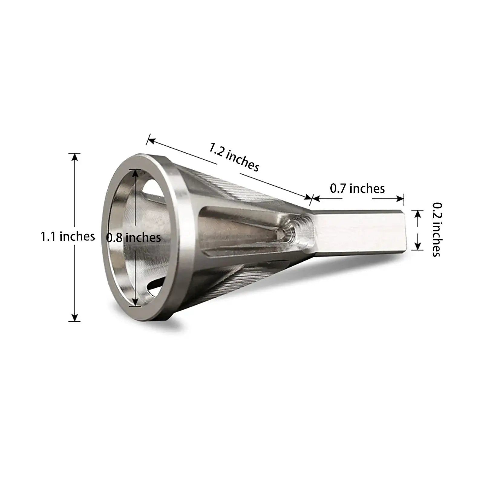 Side view of Deburring Chamfer Tool With Hexagonal Handle And Six Slots For Burr Removal And Edge Beveling On Metal Plastic Wood For DIY Projects.