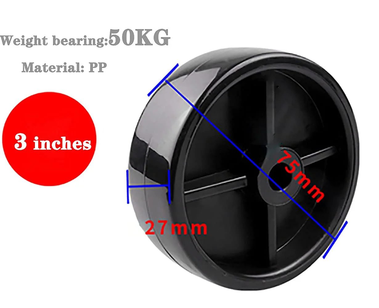 3 Inch Universal Patio Heater Wheels And Storage Rack Caster Wheels Set Of 2 shown in close-up view, 75mm diameter, PP material