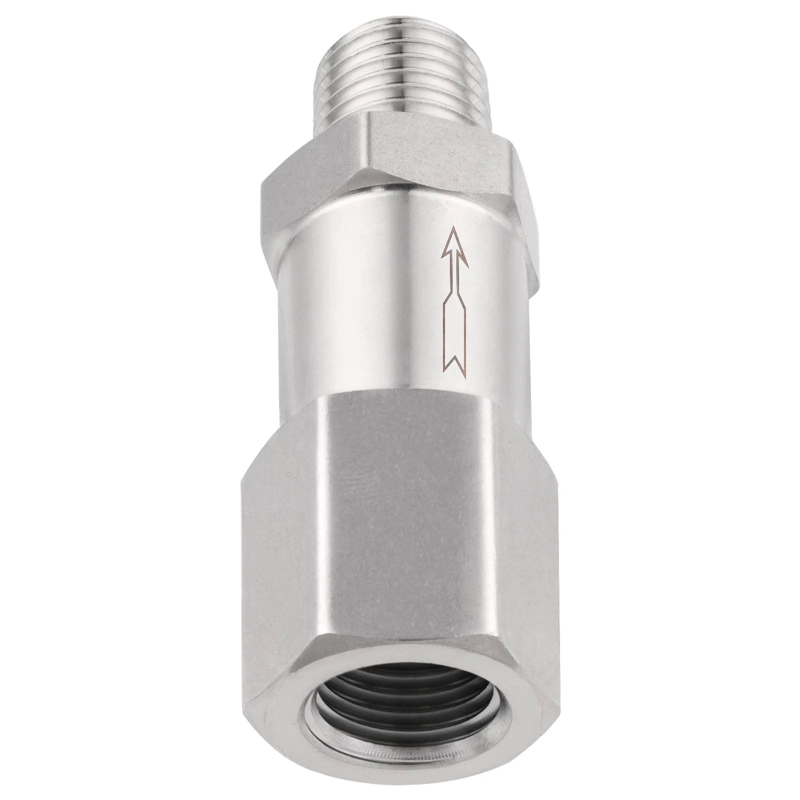 Detachable 304 Stainless Steel Check Valve One Way Non Return Valve For Water Oil Gas One Quarter Inch Female NPT Inlet To Male NPT Outlet