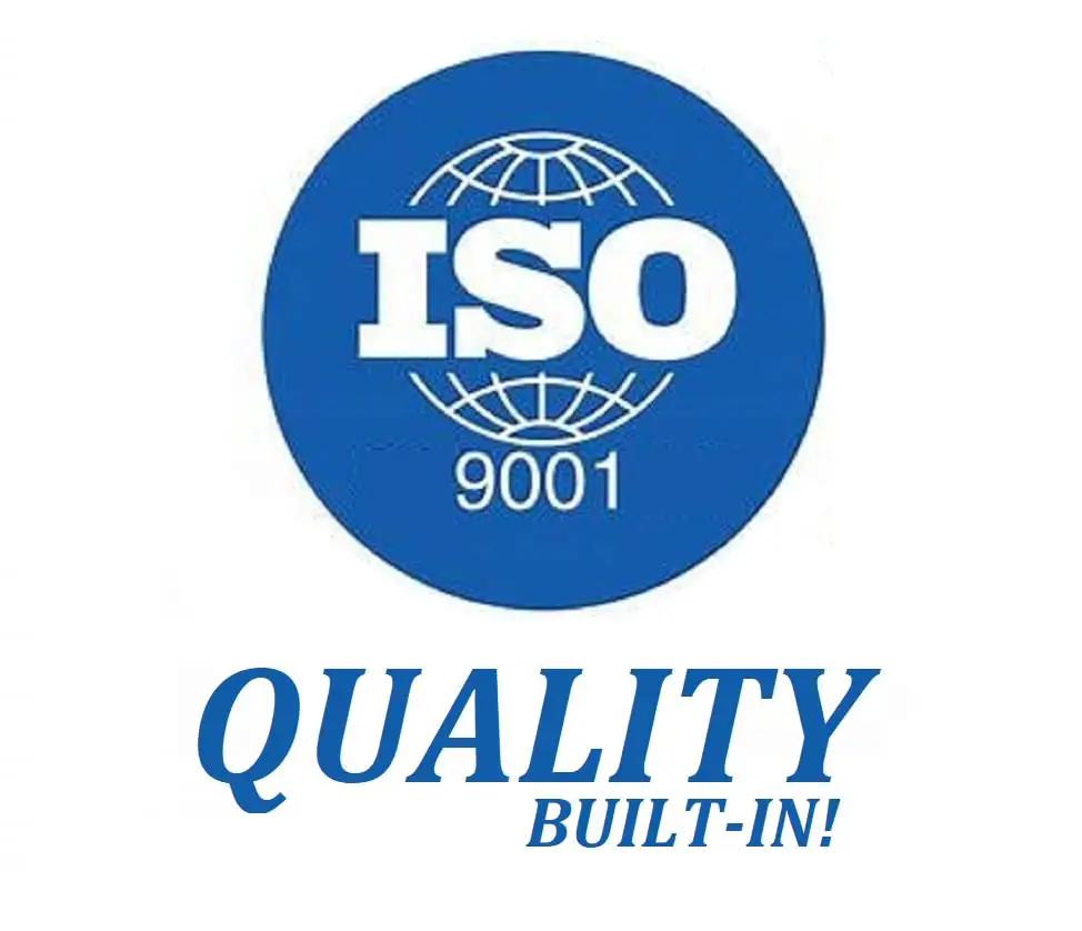 ISO 9001 certification logo with "Quality Built-In" text below