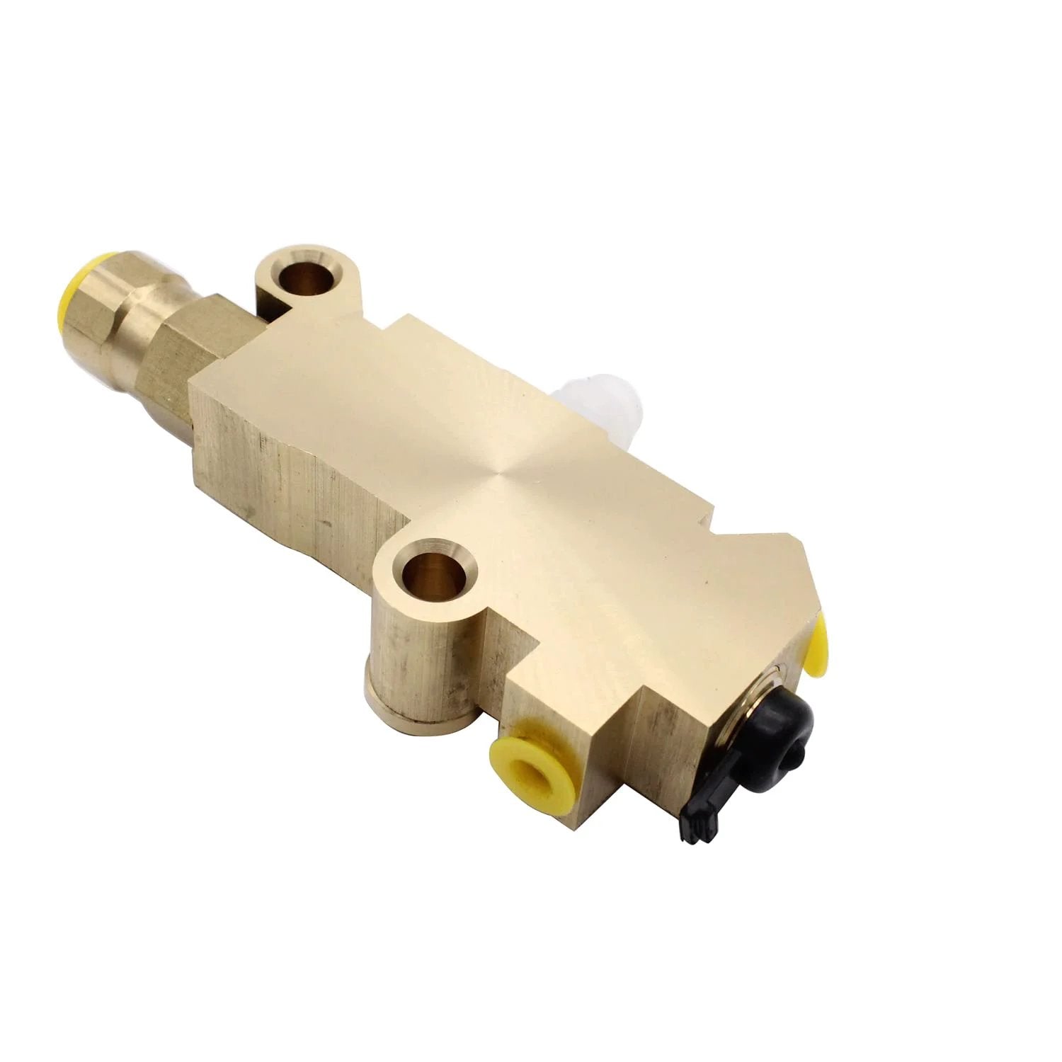 Front view of Brass PV2 Proportioning Valve For Disc And Drum Brake Systems Fits 1978 1987 Chevy GMC Full Size Trucks