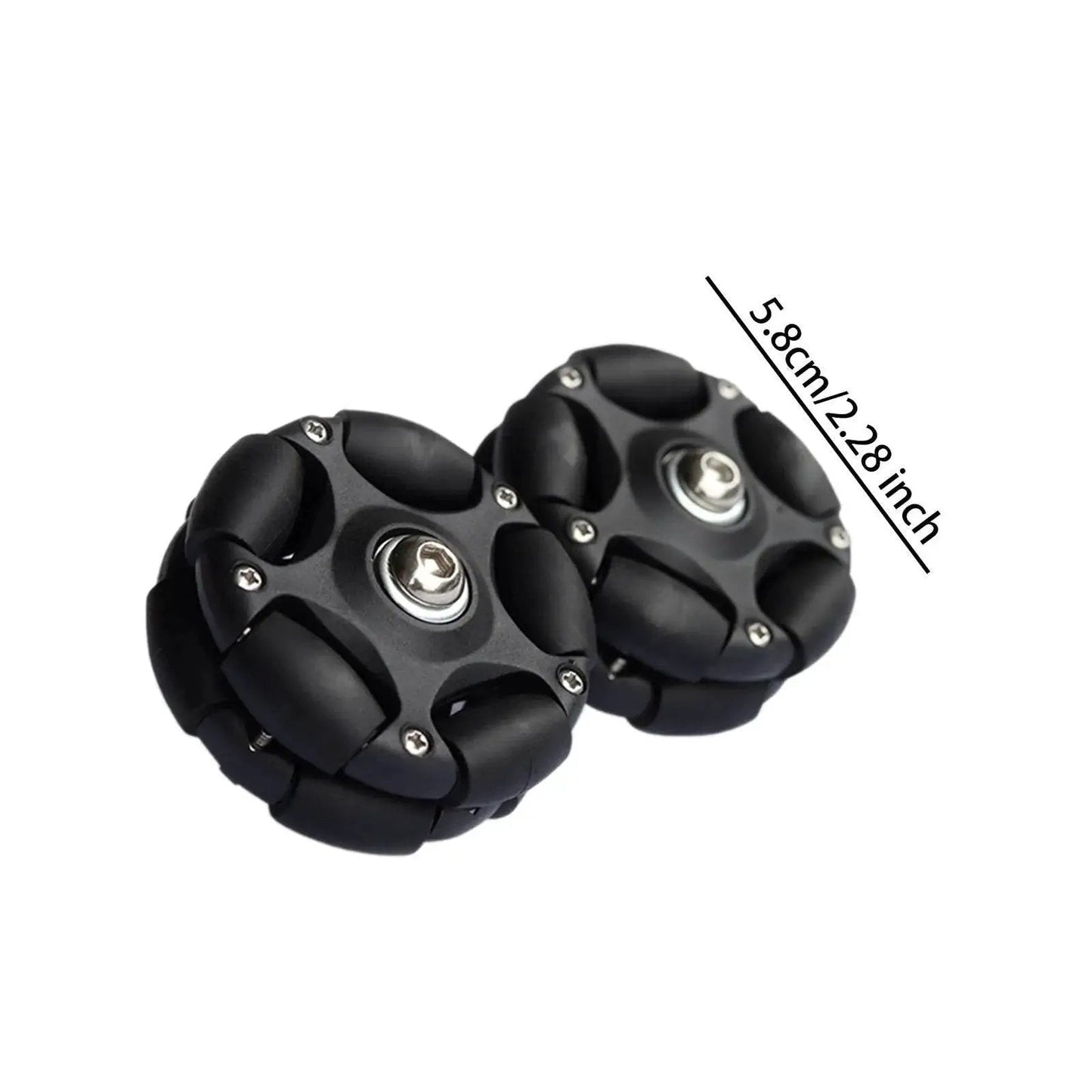 Omni Directional 58mm Folding Bicycle Rear Wheel Set with roller wheels for outdoor modding and upgrades, 5.8cm diameter