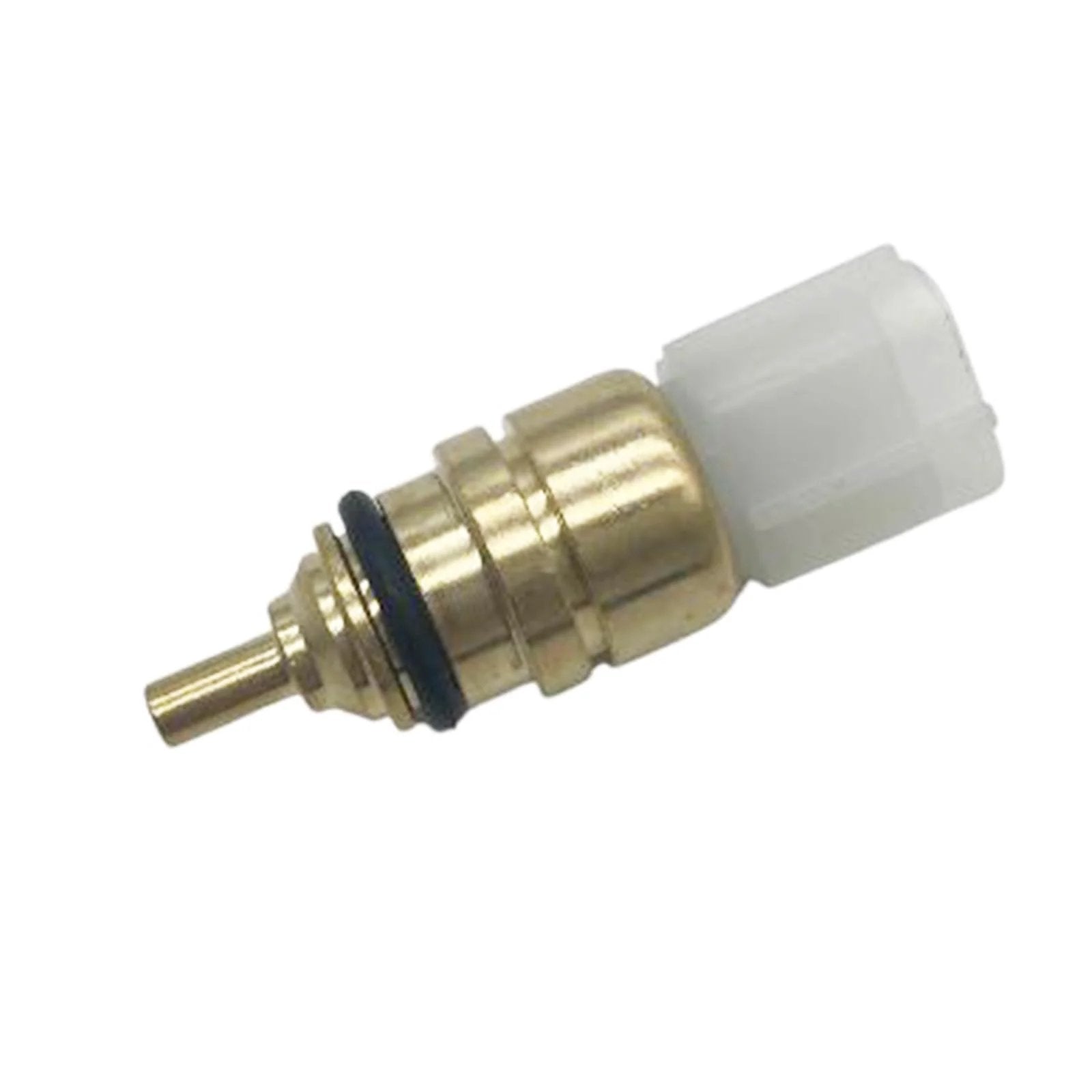 Engine Coolant Temperature Sensor Compatible With Hyundai 08 17 Santa Fe Sport Sonata Tucson And Kia Forte Forte Koup Forte5 Optima Rondo Sorento L4 2.0L 2.4L Replaces 39220 38010 Drop In Easy Quick Install close-up view showing metallic body and connector.
