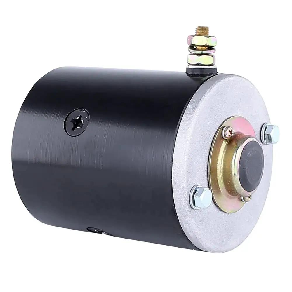 12V Hydraulic Pump Motor For RV Levelers Replacement 11-212-440 CCW Shaft, front view, black housing with mounting bolts
