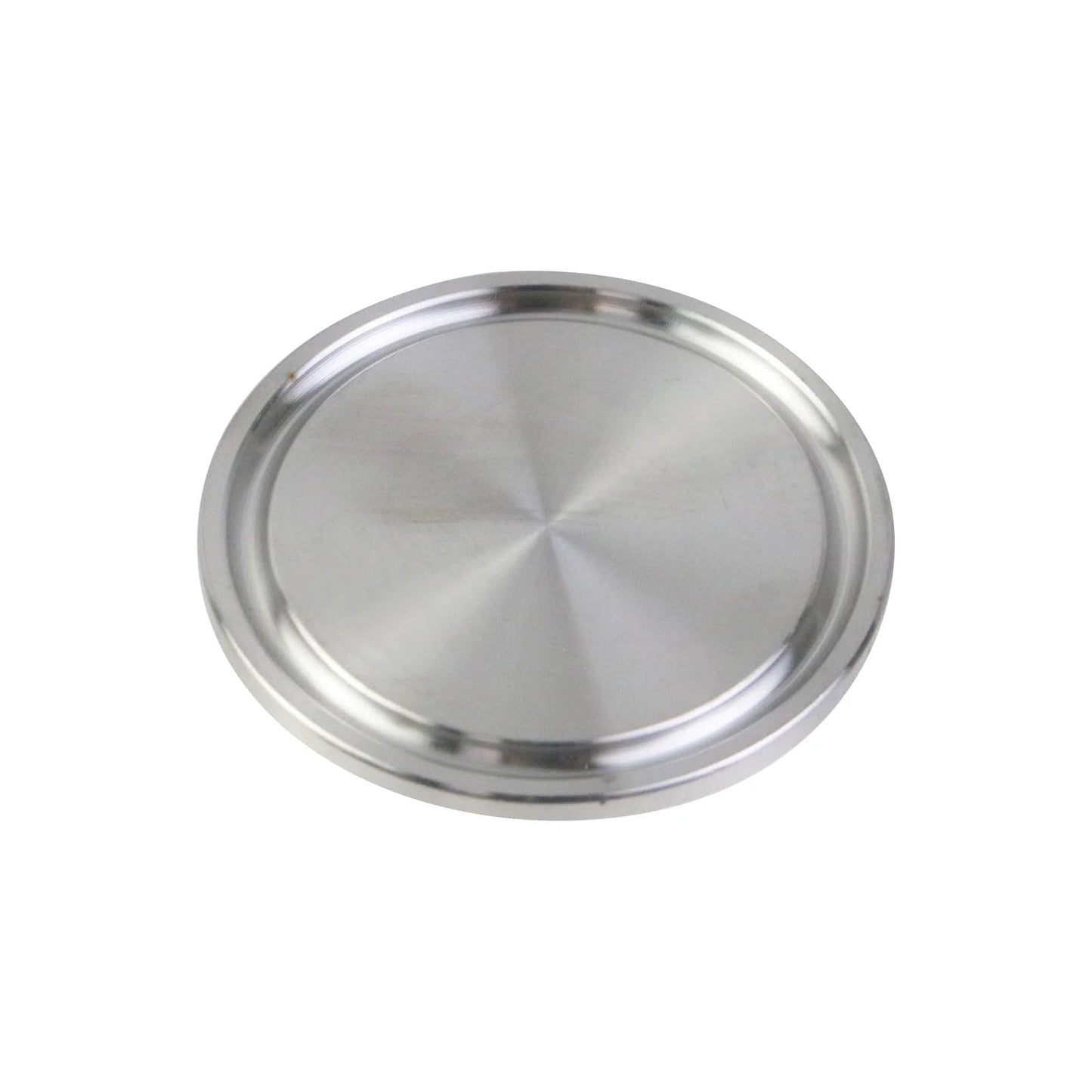 10 Piece Stainless Steel Sanitary End Caps For Tri Clamp Ferrule Flange Fits 1.5 Inch Tube OD 38mm Tubing 51mm Ferrule OD Corrosion Resistant Polished Burr Free Ends Ideal For Food Grade Beverage Systems, shown front view highlighting polished finish