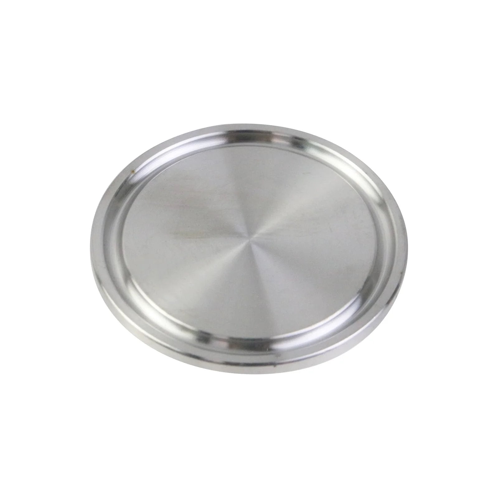 10 Piece Stainless Steel Sanitary End Caps For Tri Clamp Ferrule Flange Fits 1.5 Inch Tube OD 38mm Tubing 51mm Ferrule OD Corrosion Resistant Polished Burr Free Ends Ideal For Food Grade Beverage Systems, shown front view highlighting polished finish