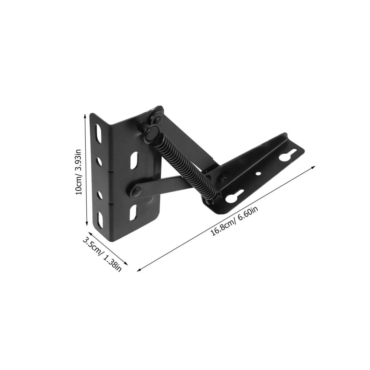 Folding Sofa Hinge Kit With Spring Loaded Storage Brackets For Cabinets And Furniture, heavy duty steel, dimensions labeled.